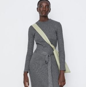 ZARA women's gray ribbed jersey maxi dress L